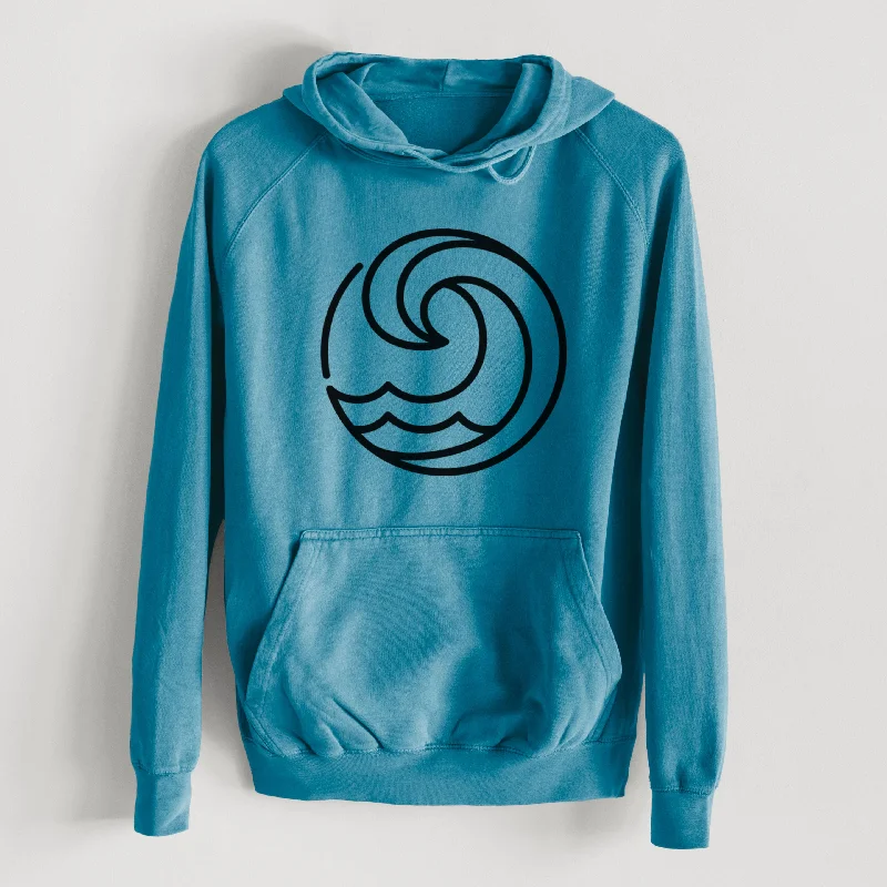 Tidal Wave Circle  - Mid-Weight Unisex Vintage 100% Cotton Hoodie Hoodie with Full-Zip Functional Layering