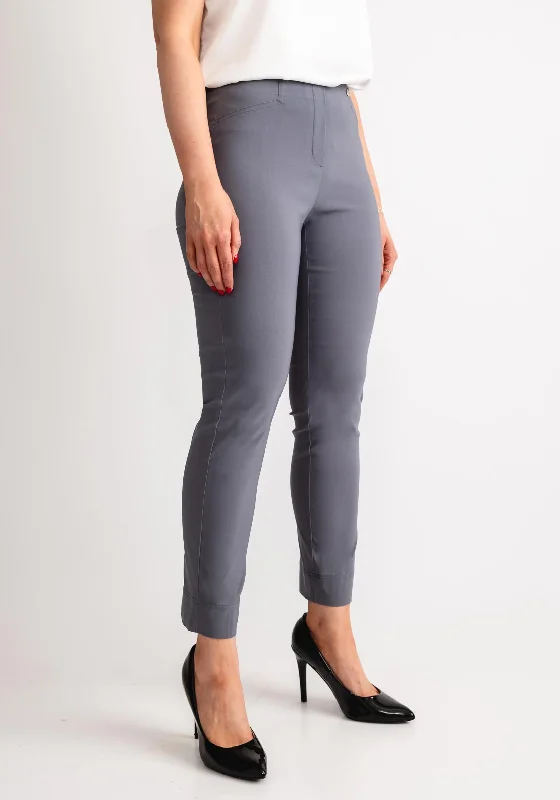 Robell Rose 09 Ankle Grazer Trousers, Slate Grey Trousers Striped Patterned