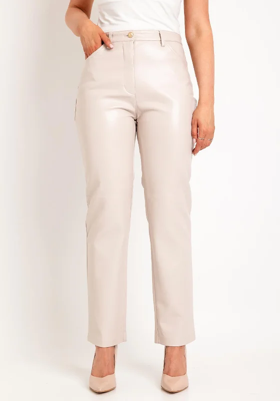 Guess Faux Leather Straight Leg Trouser, Pale Nude Trousers cozy soft
