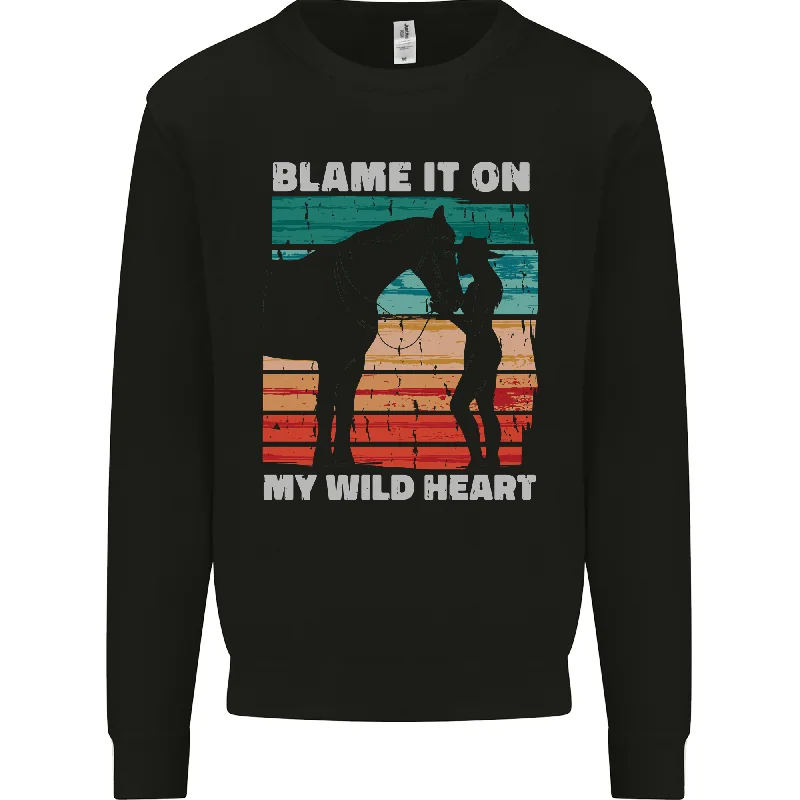 Horse Riding My Wild Heart Equestrian Mens Sweatshirt Jumper Oversized Hoodie Comfort Casual