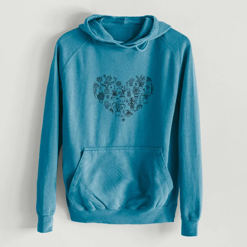 Heart Full of House Plants  - Mid-Weight Unisex Vintage 100% Cotton Hoodie Graphic Hoodie Design Print