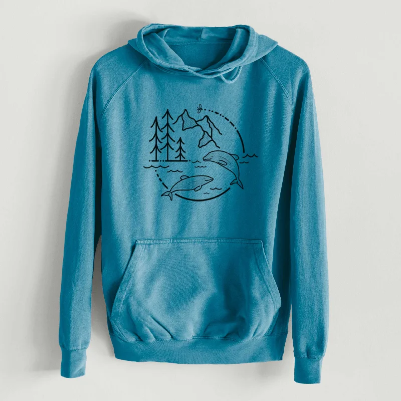 It's All Connected - Maui Dolphins  - Mid-Weight Unisex Vintage 100% Cotton Hoodie Hoodie with Ribbed Neckline Snug Warm