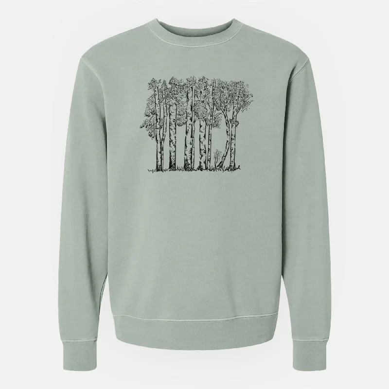 Quaking Aspens - Populus tremuloides - Unisex Pigment Dyed Crew Sweatshirt Hoodie with Typography Text Message