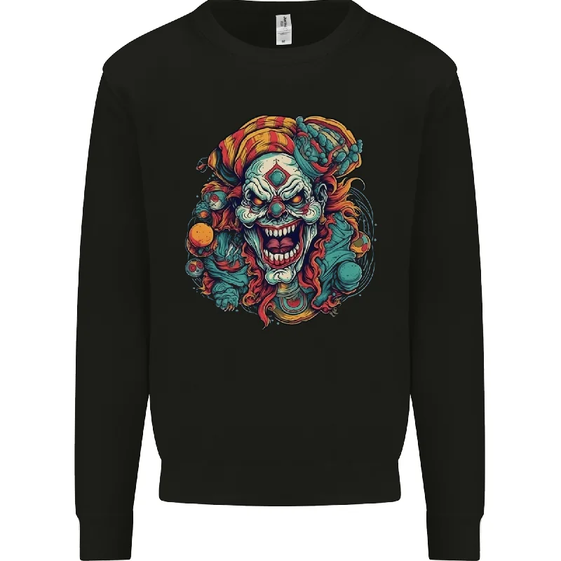 Horror Clown Halloween Satan Evil Skull Demon Mens Sweatshirt Jumper Hoodie with Contrast Stitching Detailed Premium