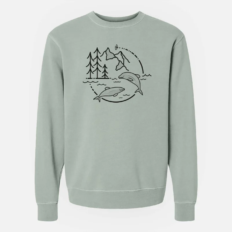 It's All Connected - Maui Dolphins - Unisex Pigment Dyed Crew Sweatshirt Hoodie with Rhinestones Sparkly Elegant