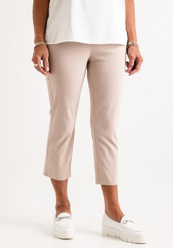 Natalia Collection Slim Leg Cropped Trousers, Stone Trousers Handmade Artisanal