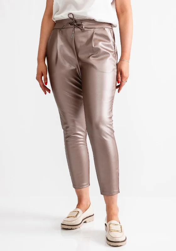 Vero Moda Eva Faux Metallic Leather Trousers, Pink Trousers Review Highly
