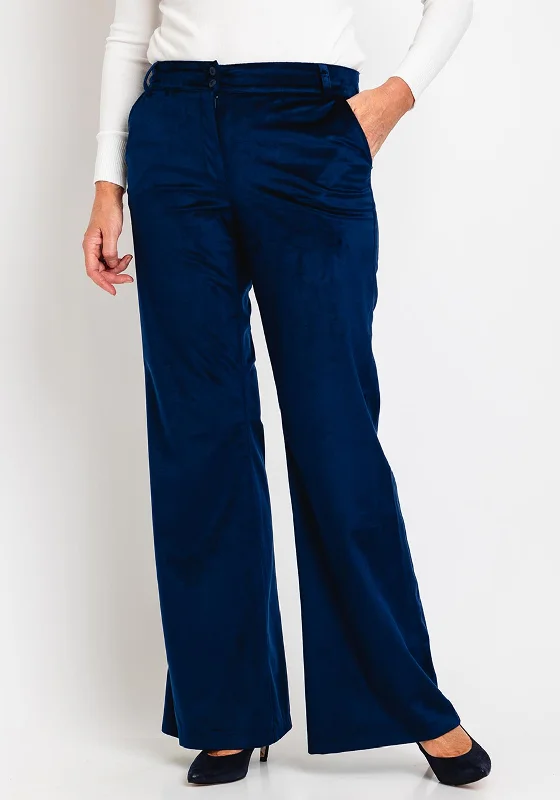 Camelot Velour Flare Trouser Royal Navy Trousers Low Rise Relaxed