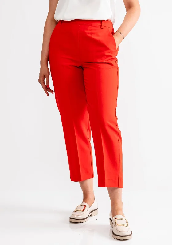 KAFFE Kasakura Cropped Trousers, Fiery Red Trousers Formal Black