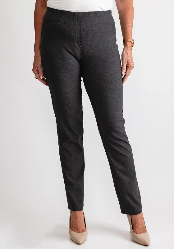 Robell Jacklyn Slim Fit Comfort Trousers, Charcoal Grey Trousers cozy soft