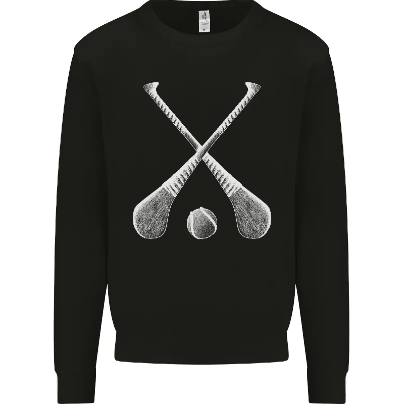 Hurling Sticks and Ball Mens Sweatshirt Jumper Hoodie with Button Classic Timeless
