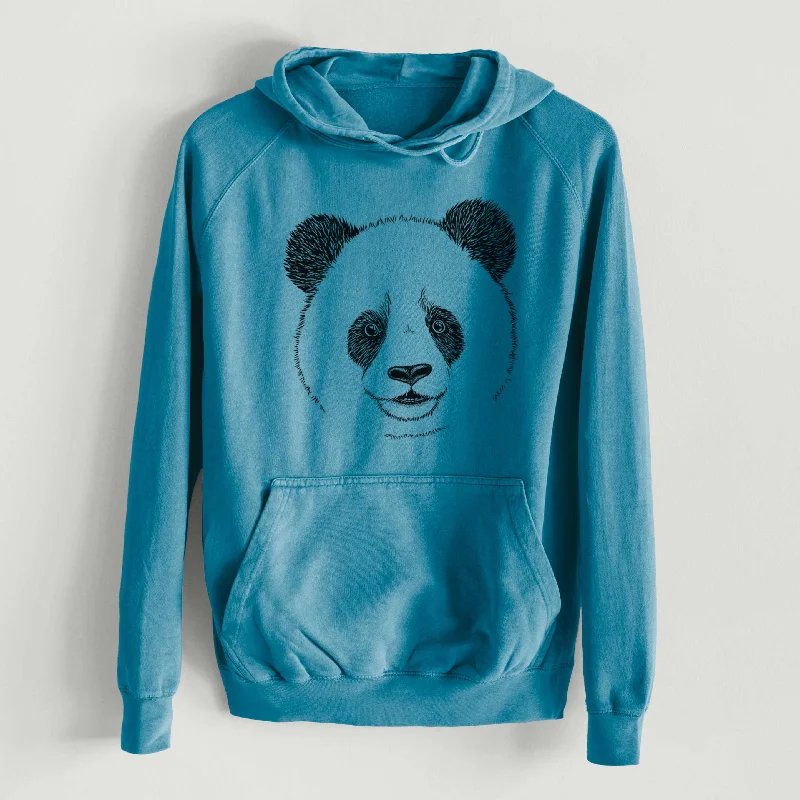 Giant Panda  - Mid-Weight Unisex Vintage 100% Cotton Hoodie Hoodie with Earth Tones Natural Calm