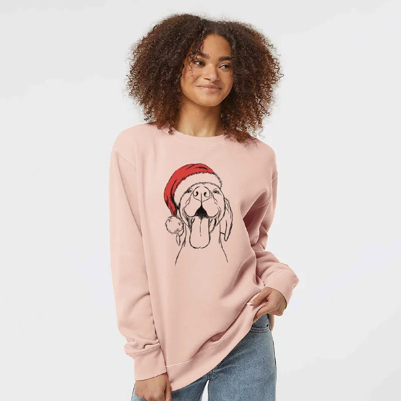 Santa Rhys the Vizsla - Unisex Pigment Dyed Crew Sweatshirt Hooded Sweatshirt Casual Wear Street Style