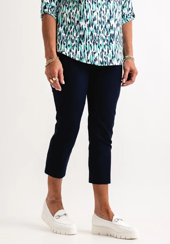 Natalia Collection Slim Leg Cropped Trousers, Navy Trousers Exclusive Limited