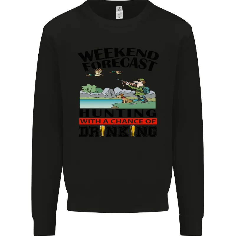 Hunting Weekend Alcohol Beer Funny Hunter Mens Sweatshirt Jumper Hoodie with Hem Patch Decorative Personalized