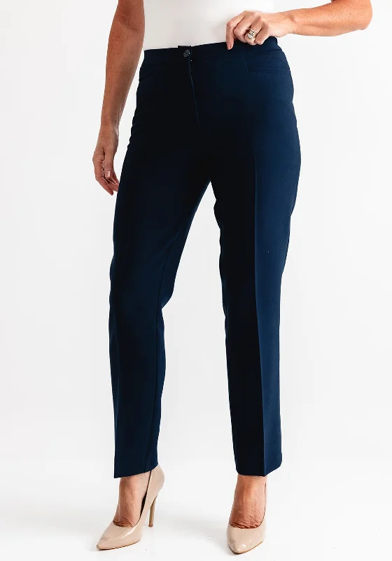 Avalon Sarah Slim Leg Trousers, Navy Chinos Cotton Straight Leg