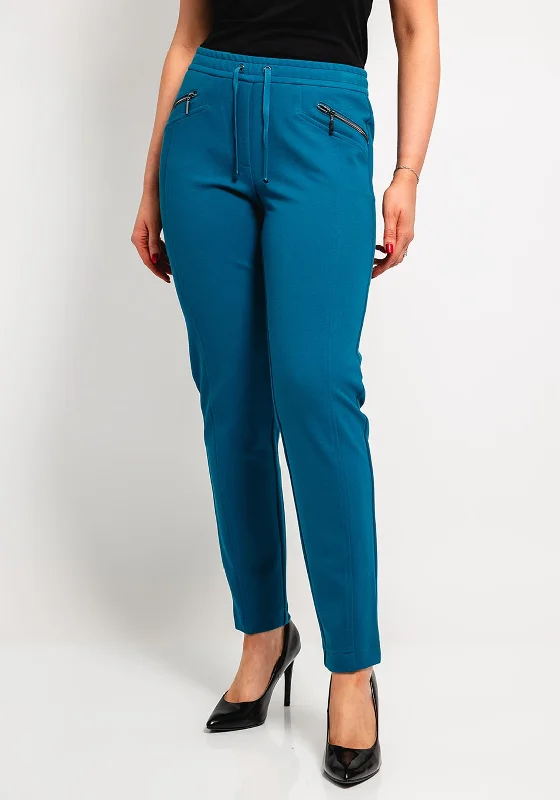 Rabe Slim Leg Stretch Trousers, Teal Trousers chic fashionable