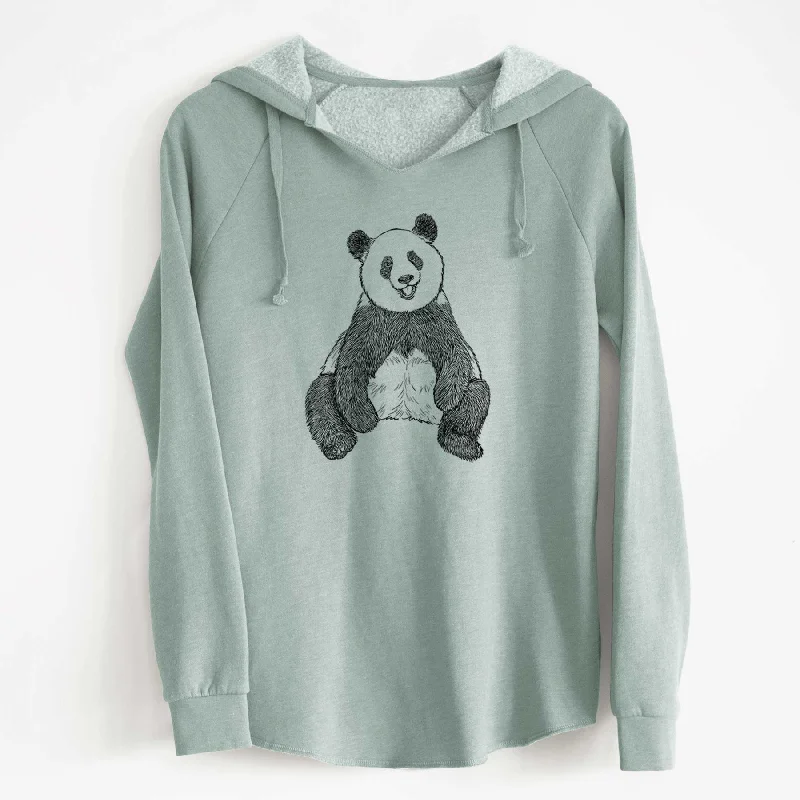 Ailuropoda melanoleuca - Giant Panda Sitting - Cali Wave Hooded Sweatshirt Hoodie with Earth Tones Natural Calm