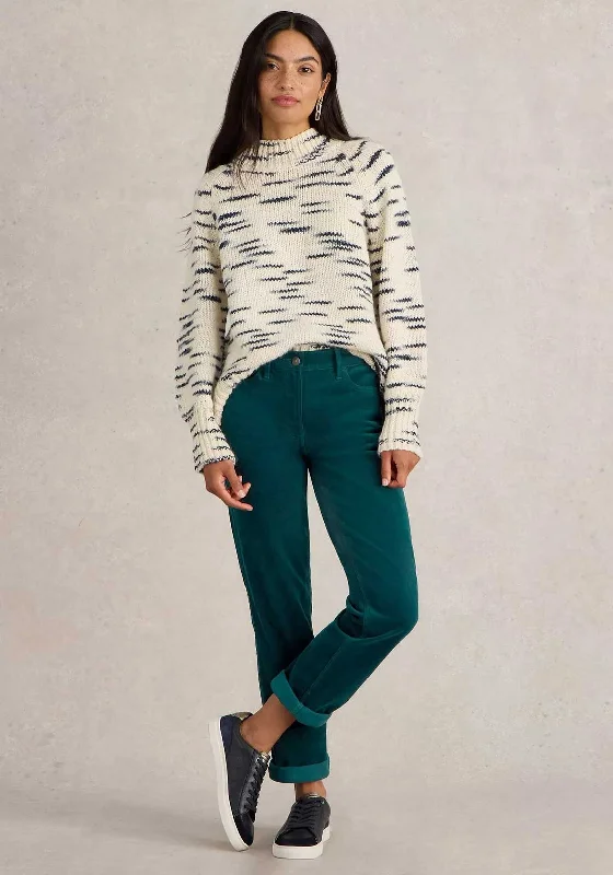 White Stuff Brooke Straight Cord Trousers, Dark Green Trousers fashionable chic