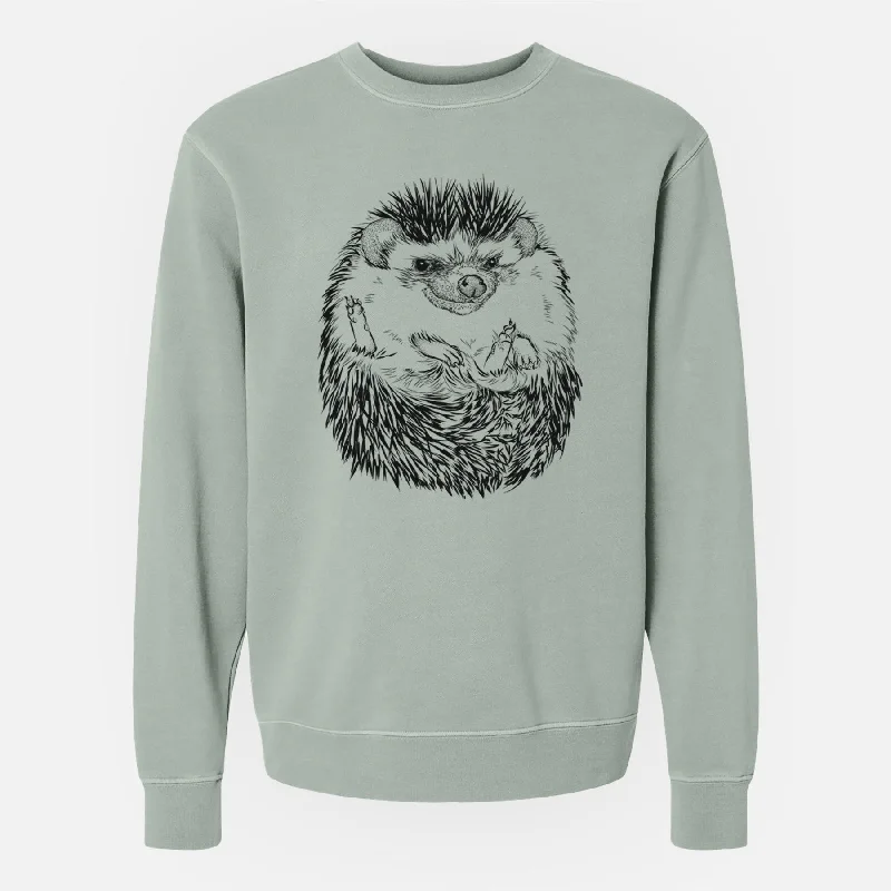 African Pygmy Hedgehog - Atelerix albiventris - Unisex Pigment Dyed Crew Sweatshirt Hoodie with Illustration Artistic Creative