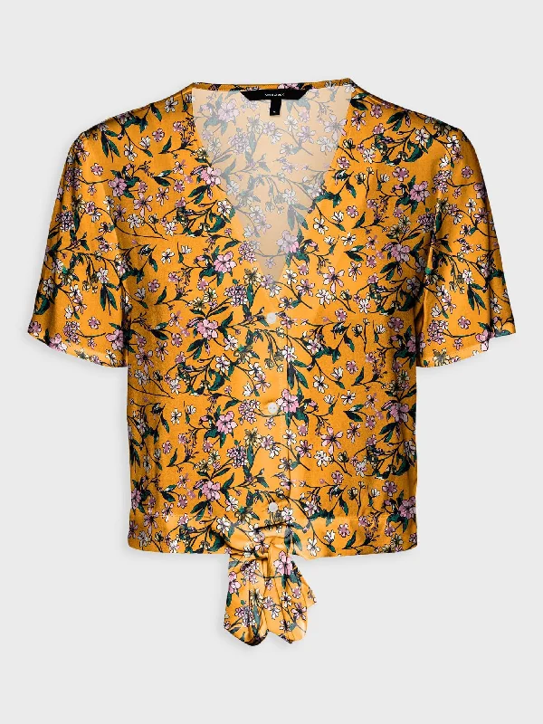 Γυναικείο crop top VMEASY S/S SHIRT TIE TOP WVN 10245155 | 10245155 Satin Fabric Silk Fabric Chiffon Fabric