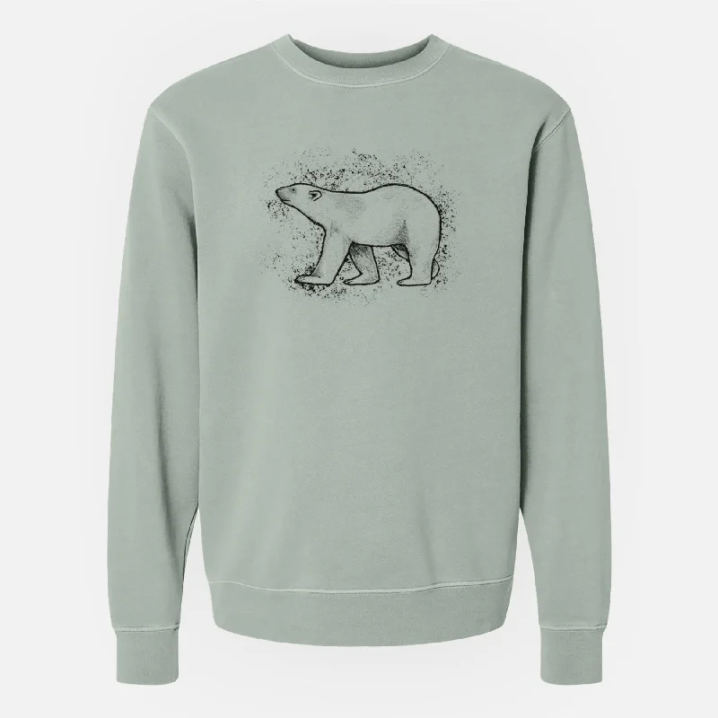 Polar Bear - Unisex Pigment Dyed Crew Sweatshirt Hoodie with Metallic Shiny Futuristic