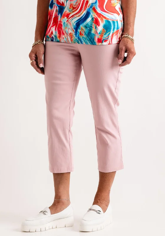 Natalia Collection Slim Leg Cropped Trousers, Light Pink Trousers Vintage Classic