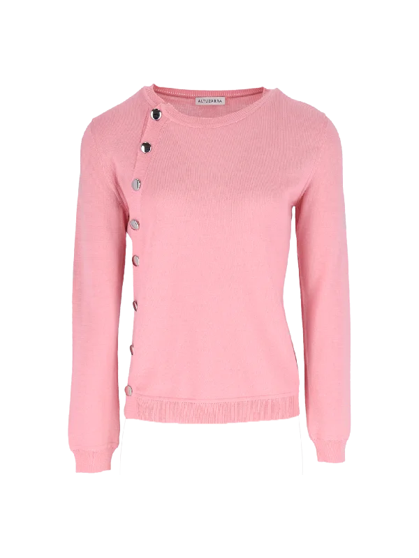 minamoto button-embellished wool jumper Oversized Loose Flowy