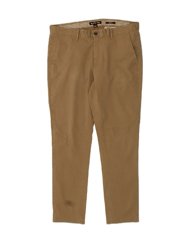 MICHAEL KORS Mens Skinny Chino Trousers W33 L30 Brown Cotton Trousers Versatile Stylish Trousers Versatile Stylish