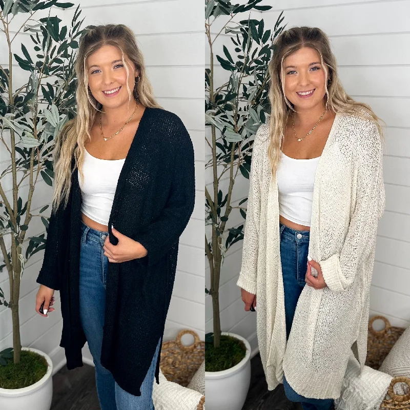 Needing Time Knit Long Sleeve Avery Mae Cardigan - 2 colors! Silk Blend Satin Velvet