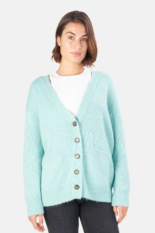 90s Oversized Cardigan Spearmint Wool Fabric Cashmere Fabric Tweed Fabric