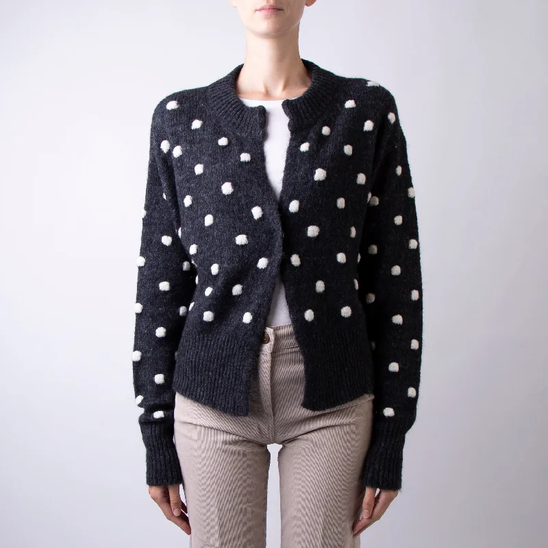PHISIQUE DU ROLE CARDIGAN 24W251 BLACK NERO Chenille Fabric Brocade Fabric Lace Fabric