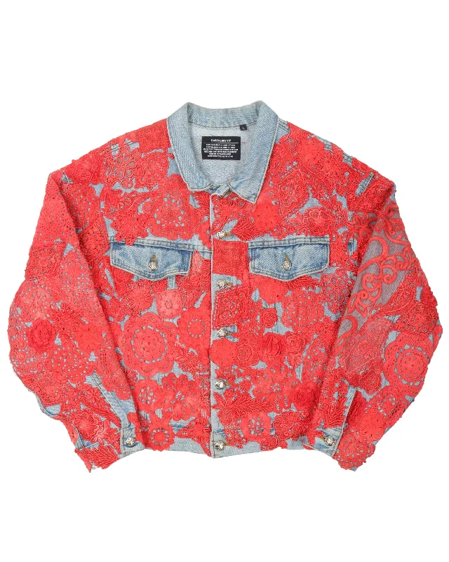 Poetic Lust Red Jacket Knit Fabric Woven Fabric Fleece Fabric