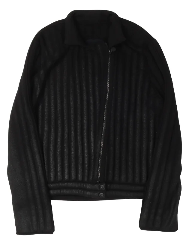 Zip Up Wool Track Jacket Ribbed Jacket Pleated Jacket Ruffled Jacket