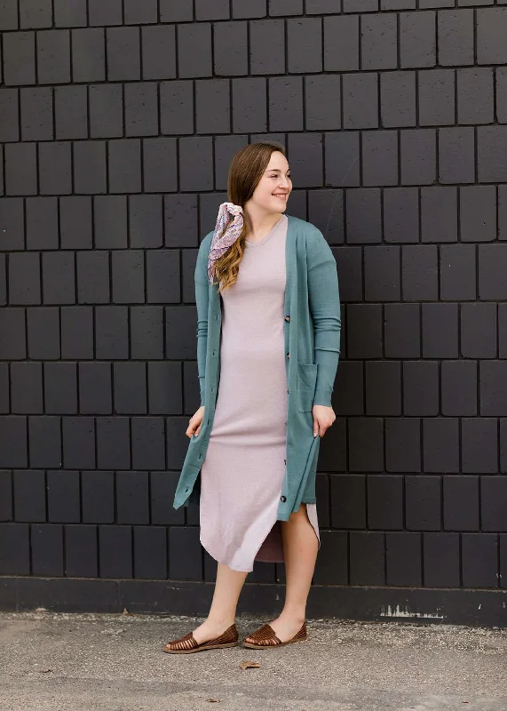 Double Front Pocket Cardigan - FINAL SALE Mesh Blend Leather Blend Suede Blend