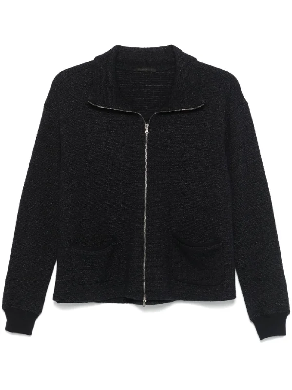 TRANSIT PATTERNED-JACQUARD ZIP-UP CARDIGAN Terry Blend Velvet Blend Canvas Blend