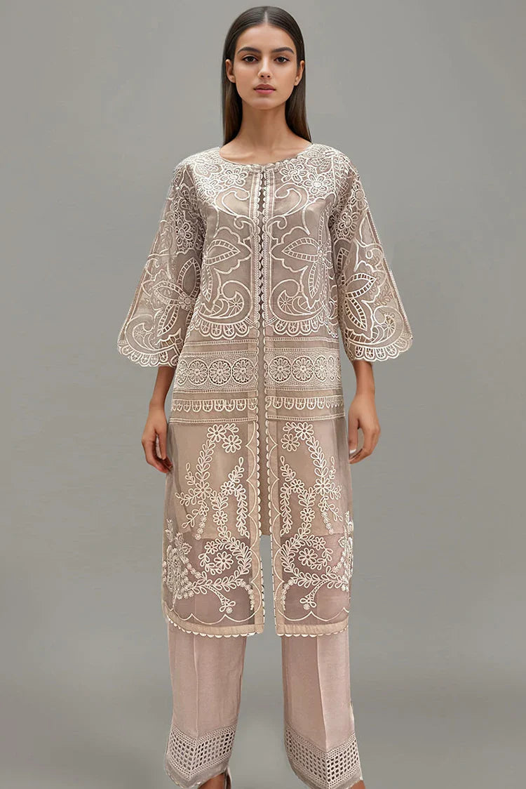 Threads & Motifs - Ready To Wear Jacket With Shameez - 9143 Striped Jacket Polka Dot Jacket Floral Jacket