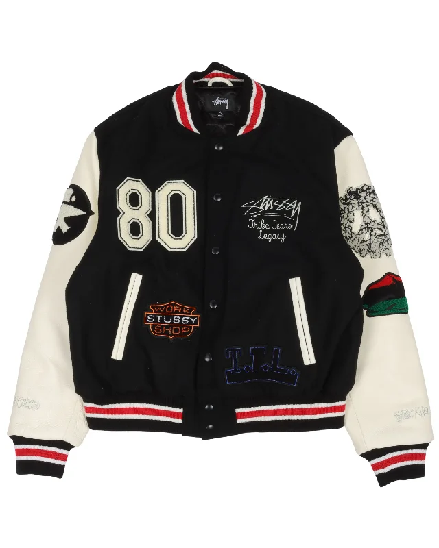 Denim Tears Varsity Jacket Embroidered Jacket Appliqued Jacket Beaded Jacket
