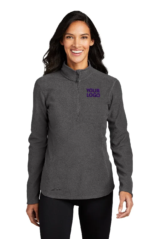 Eddie Bauer Ladies 1/2-Zip Custom Microfleece Jackets, Grey Steel Zippered Front Buttoned Front Snap Front