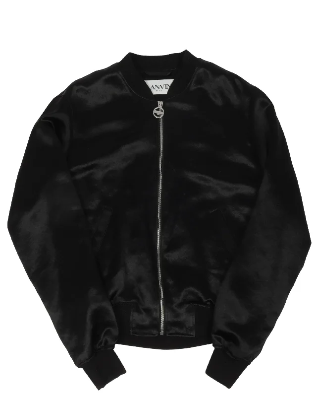 Satin Jacket Zip Front Button Front Snap Front