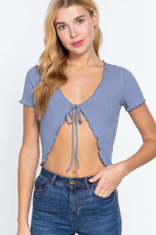 Short Slv Variegated Rib Cardigan Lightweight Heavyweight Midweight
