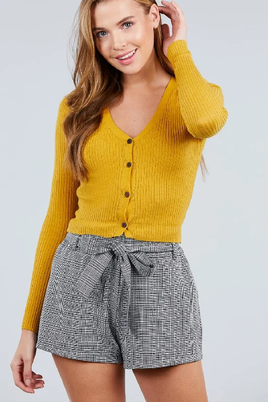 Long Sleeve V-neck W/button Down Crop Cardigan Machine Wash Dry Clean Hand Wash