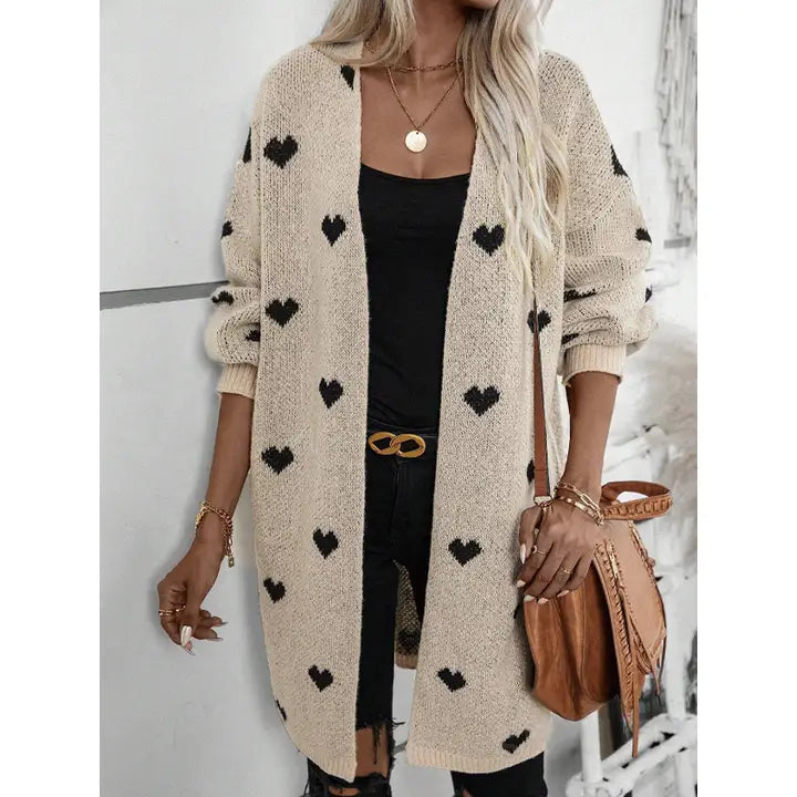 ASHLEY HEART CARDIGAN Layered Multi-layer Single Layer