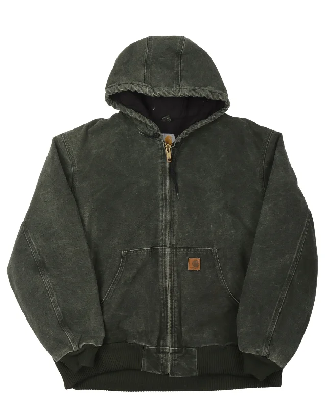 Carhartt Hooded Work Jacket Welt Pockets Slit Pockets Flap Pockets