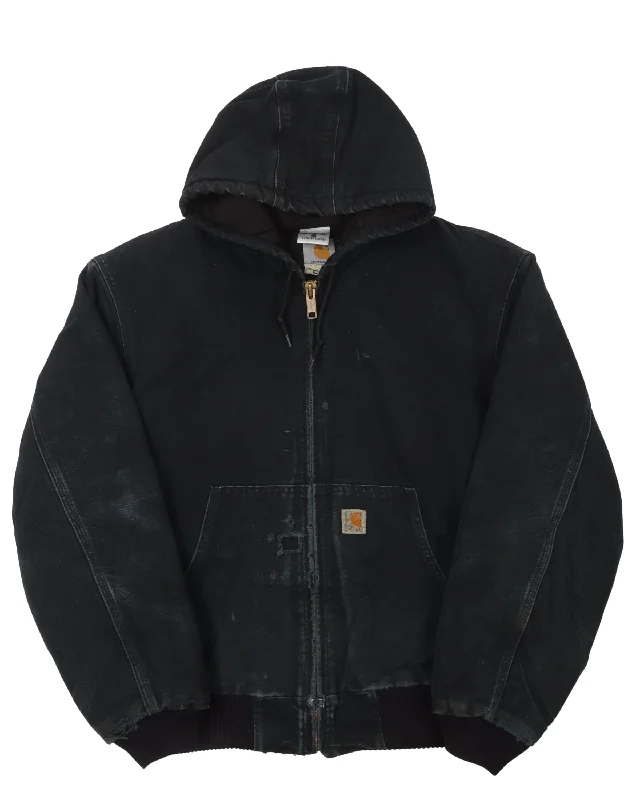 Carhartt Hooded Work Jacket Front Pockets Side Pockets Patch Pockets