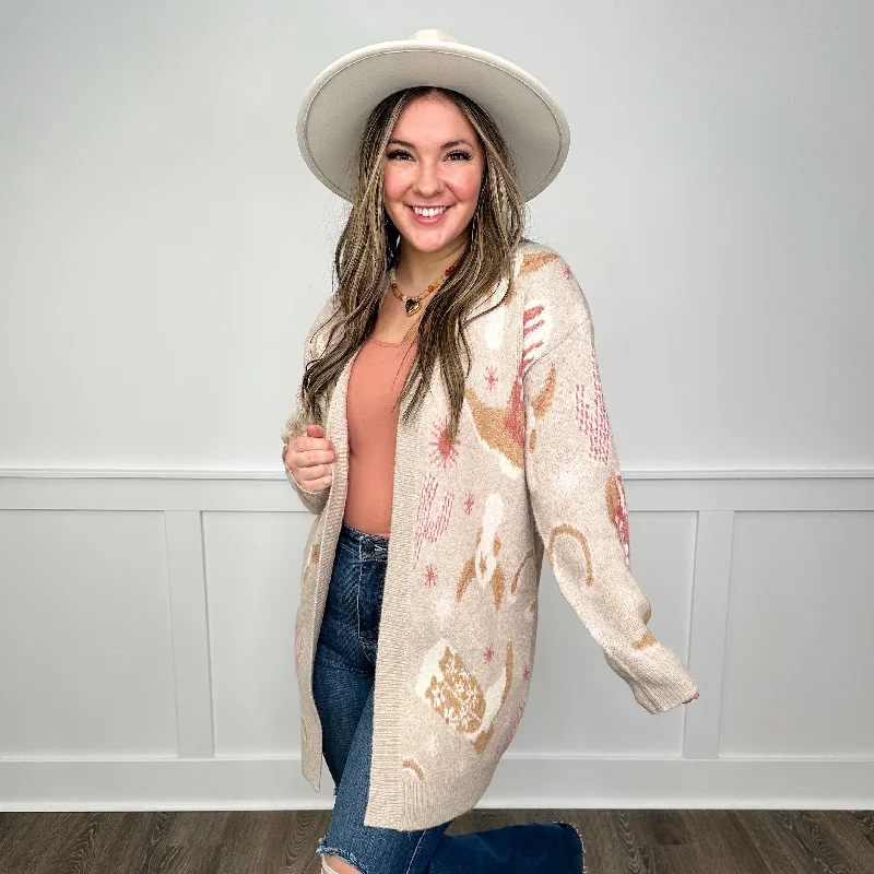 This is the Wild West Knit Long Sleeve Tan Avery Mae Cardigan Satin Fabric Silk Fabric Chiffon Fabric