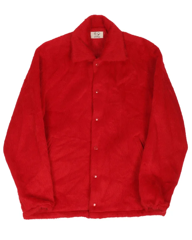 Faux Fur Lined Jacket Front Pockets Side Pockets Patch Pockets