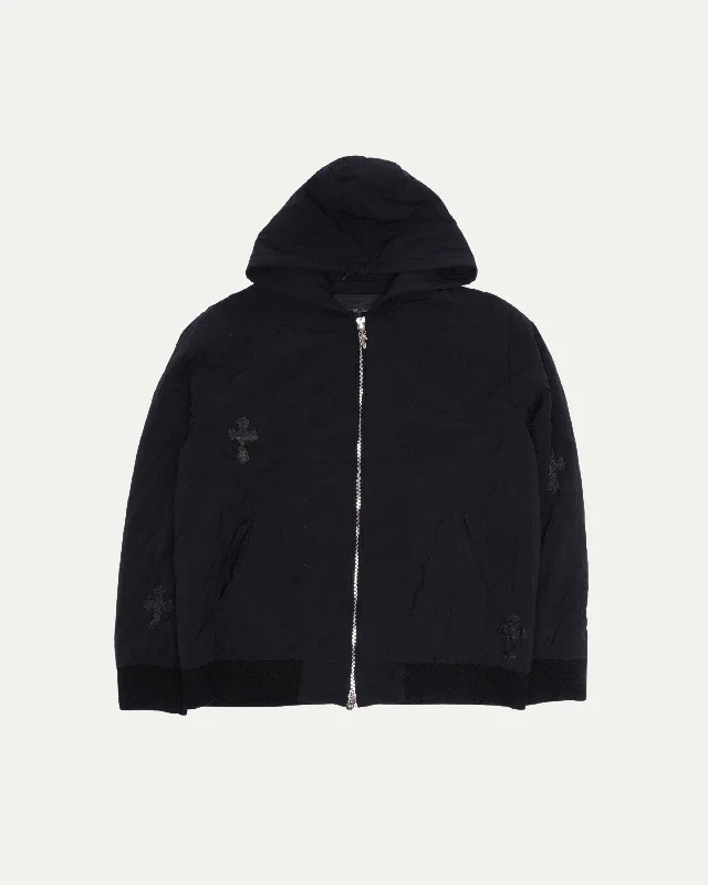 Nylon Cross Patch Zip-Up Jacket Oversized Jacket Tailored Jacket Straight Jacket