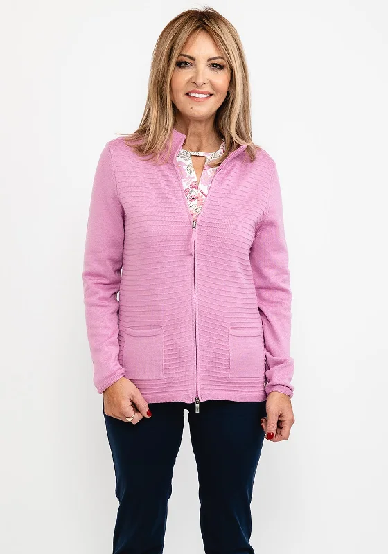 Olsen Ribbed Zip Cardigan, Blossom Chenille Brocade Lace