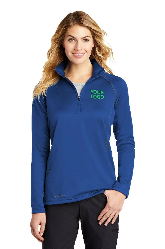 Eddie Bauer Ladies Custom Half-Zip Layer Fleece Jackets, Cobalt Blue Oversized Jacket Tailored Jacket Straight Jacket